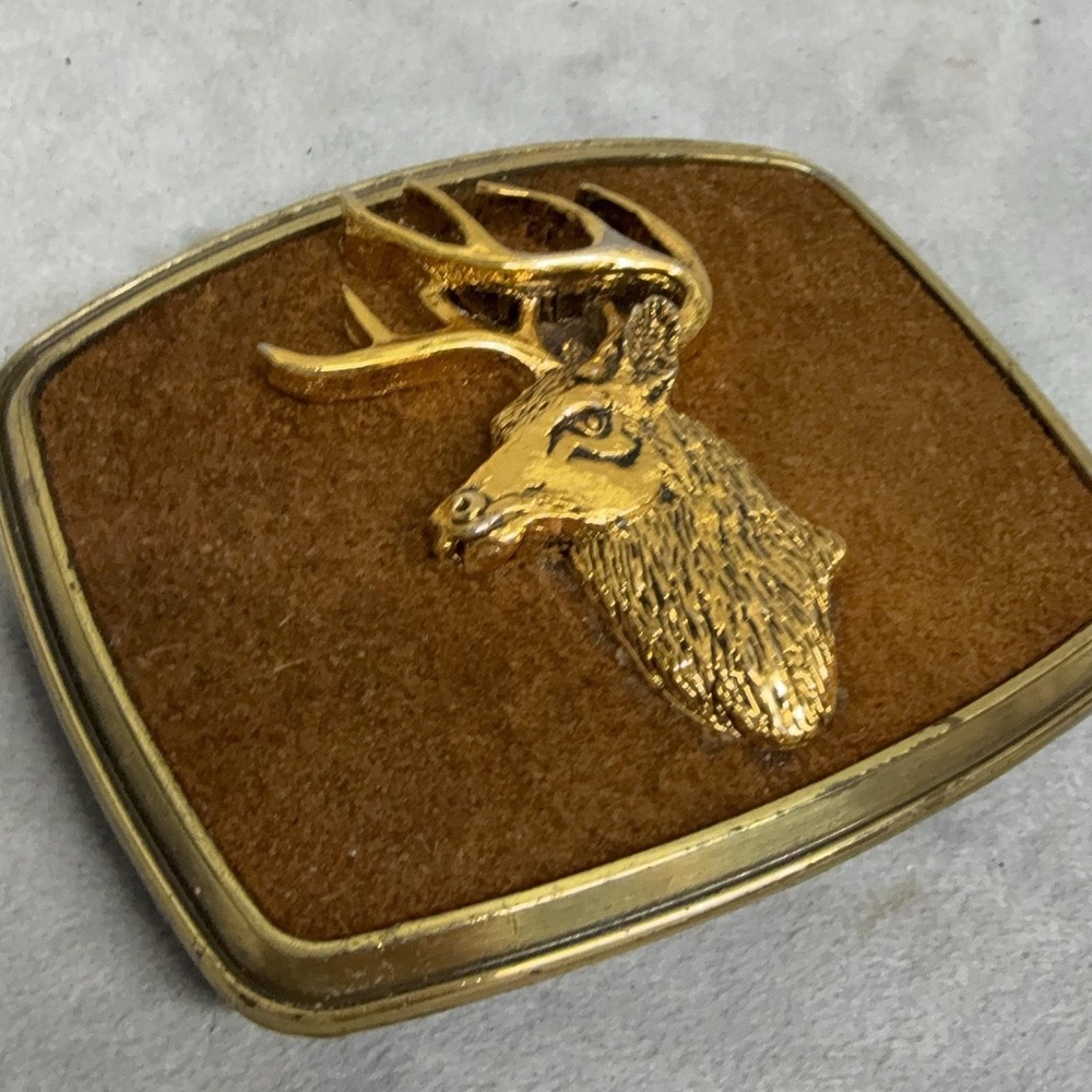 Vintage Rain-tree Belt Buckle Mens One Size Brown Deer Elk Head Western Hunting - Picture 5 of 9